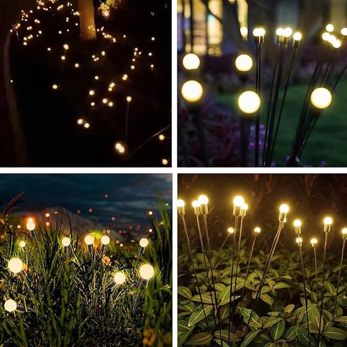 ANTQUE 2 Pack New Upgraded Swaying Starburst Solar Garden Lights, Vibrant Waterproof Outdoor Lights for Yard Patio Pathway Decoration