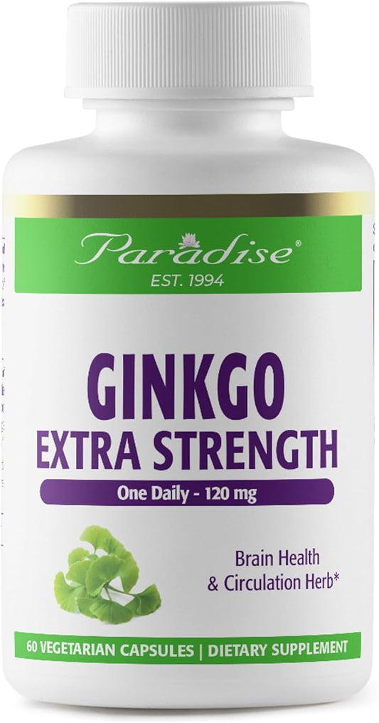 Paradise Herbs Ginkgo Biloba Extract, Super 60 Vegetarian