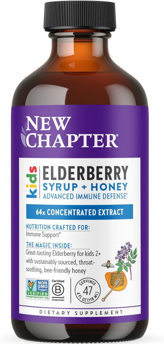 New Chapter Elderberry Kids Syrup, Advanced 2+, 64x 64x Concentrated 4 Fl