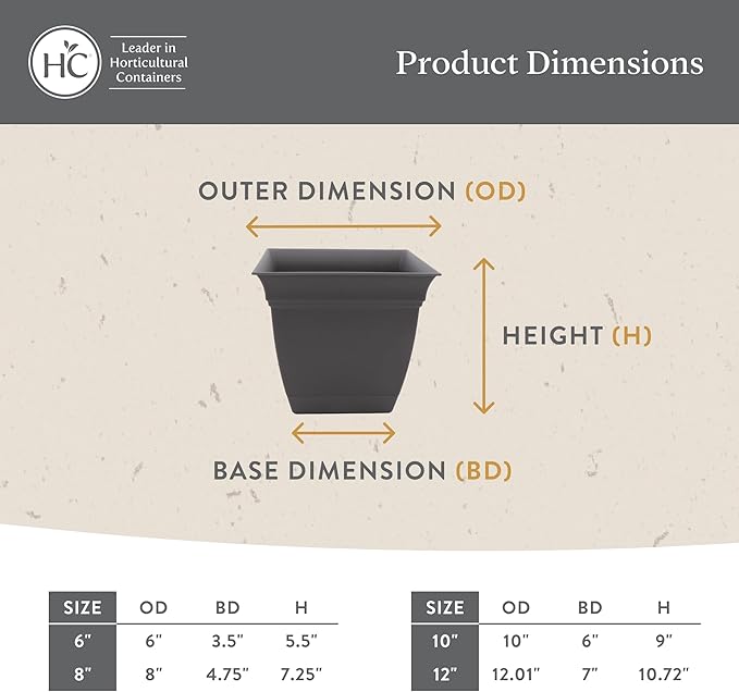 The HC Companies 8 Inch Eclipse Square Planter with Saucer – Indoor Outdoor Plant Pot for Flowers Vegetables Herbs, Teal (Pack of 4)