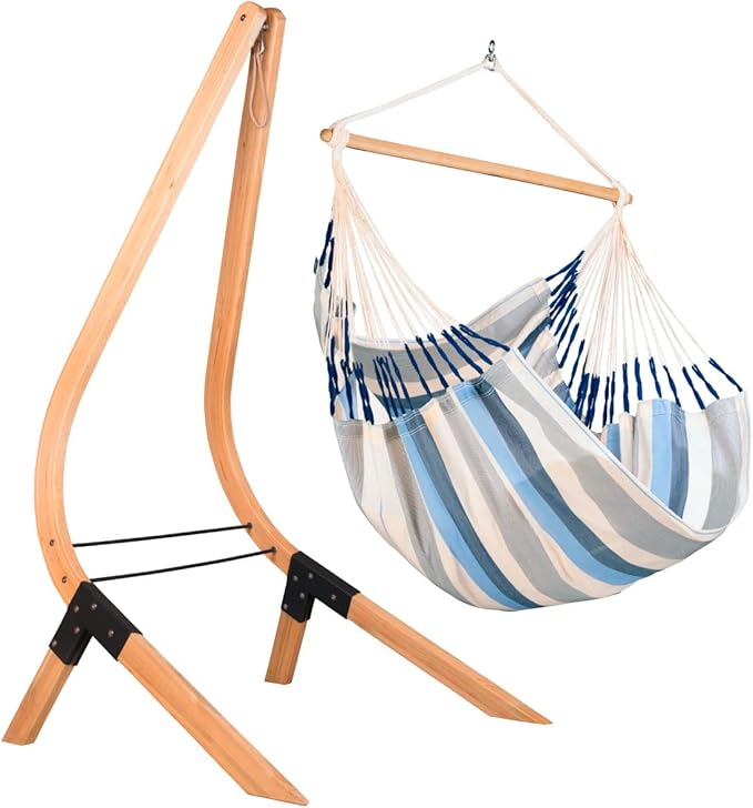 LA SIESTA® - Large Comfort Domingo Hammock Swing Chair - Weather & Tear Resistant Hanging Hammock Chair - Indoor Outdoor Hammock Chair Swing - Patio Porch Bedroom Hanging Chair - Max 285 Lbs, Sea Salt