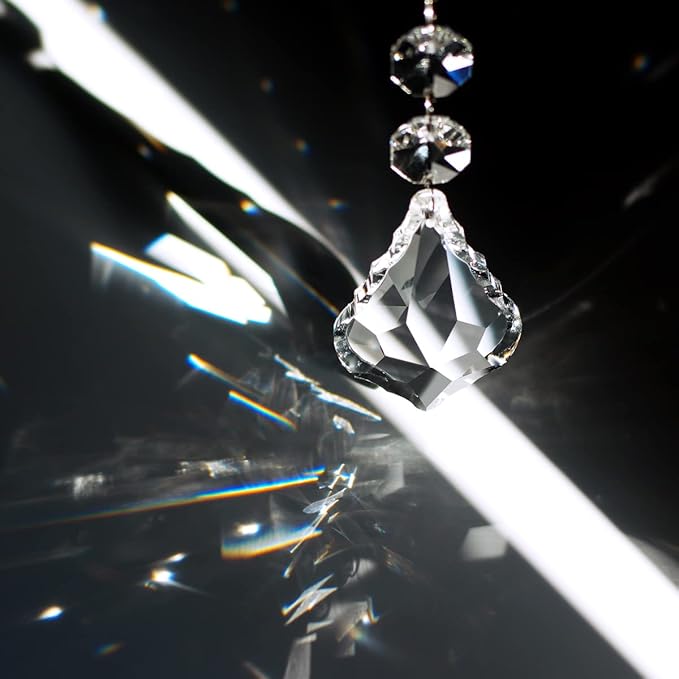 12pcs Maple Leaf Crystal Chandelier Prism Pendant Parts, 63mm Hanging Crystals Beads for Chandelier Wedding Decoration Clear