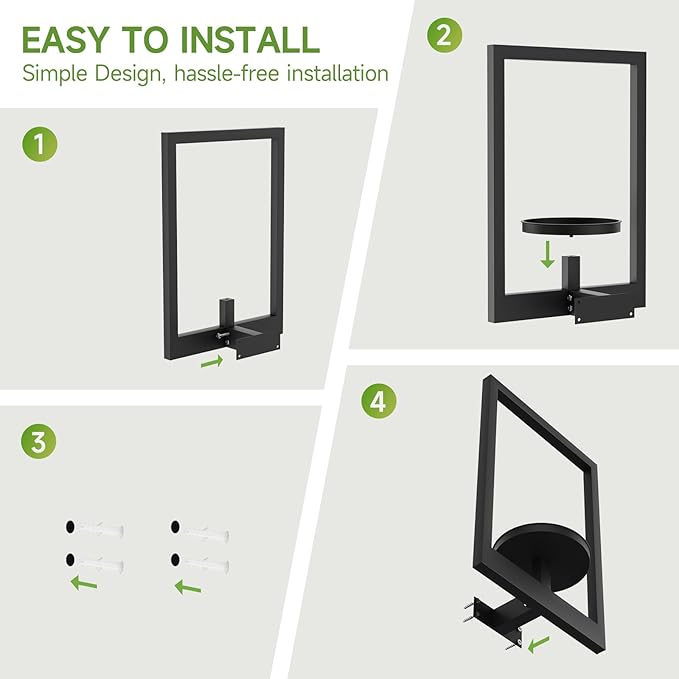 Picture Frame Wall Plant Holder, Metal Window Plant Shelves Plant Holder for Indoor Plants, Hanging Wall Planters Wall-Mounted Plant for Home, Office, and Garden (Black, 3PCS)