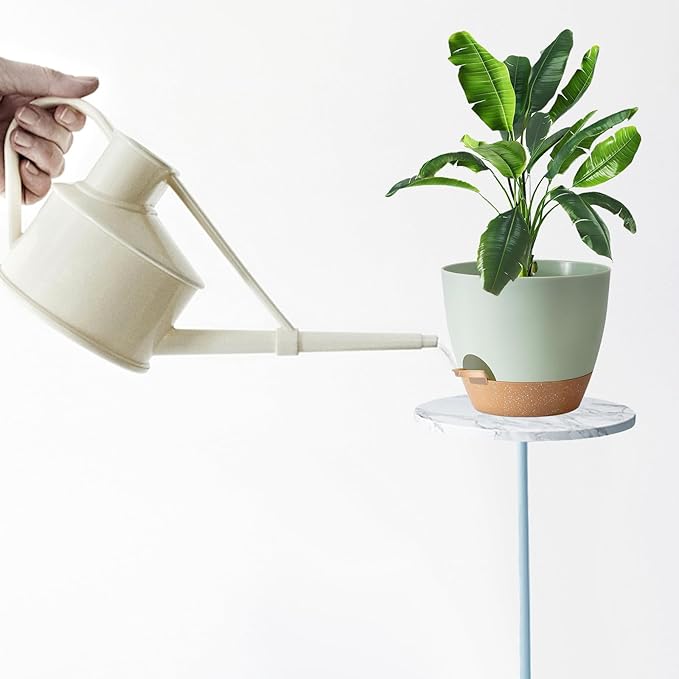 Self Watering Plant Pot with Drainage Hole,Plant Pots Outdoor Flower Pots for Indoor Plants,Modern Green Plastic Self Watering Planters Succulent Pot 7pcs/Set