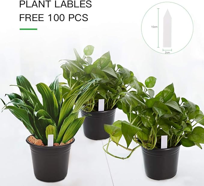 JERIA 100-Pack 0.5 Gallon Plant Nursery Pots, Plastic Pots for Flower Seedling, Flower Plant Container Seed Starting Pot, Come with 100 Pcs Plant Labels(Black)