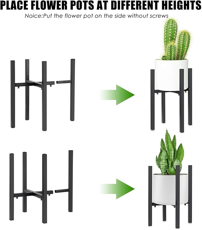 Adjustable Plant Stand, Metal Plant Holder, Modern Flower Pot Holder Rack, Display Flower Stand Holder, Expandable Plant Pot for Indoor Outdoor, Fit 8-12 in Plant Pots