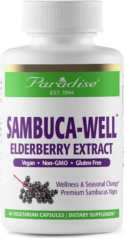 Paradise Herbs Sambuca-Well, Sambucas Nigra, European 50:1 Extract, 60 Vegetarian