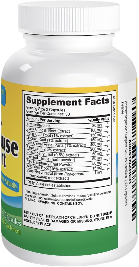 2-Month Perimenopause Support Supplement (All-in-1) Herbal 12 Active 120 Capsules
