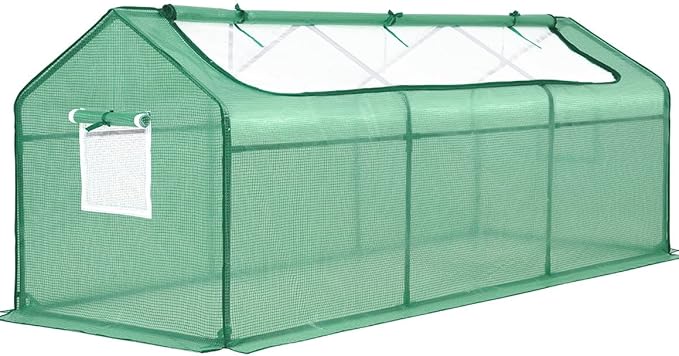 Quictent Portable Mini Cloche Greenhouse w/ Elevated Bottom, Large U-Shaped Zipper Mesh Door & 2 Side Screen Window Waterproof UV-Resistant Hot House for Indoor Outdoor, 95" x 36" x 36" (Green)