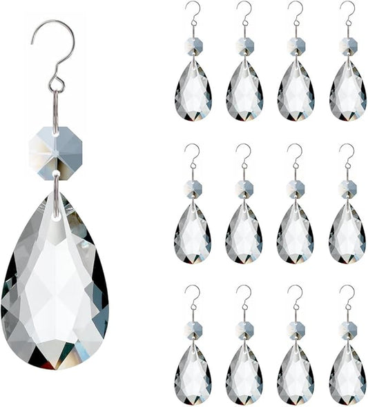 12pcs Crystal Suncatchers, Hanging Crystals Chandelier Prisms for Windows, Rainbow Maker Home Decoration