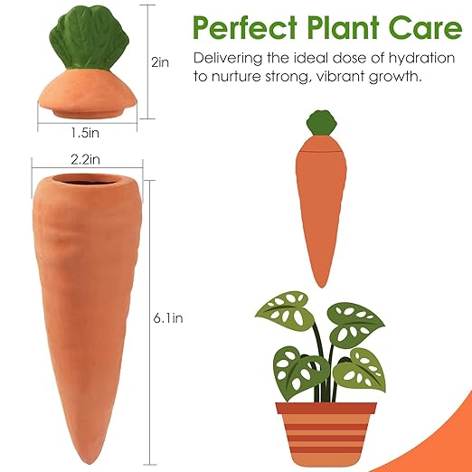 Terracotta Watering Spikes 4 Pcs – Eco Self‑Watering Stakes for Wine Bottles, Slow‑Release Watering System for House & Garden