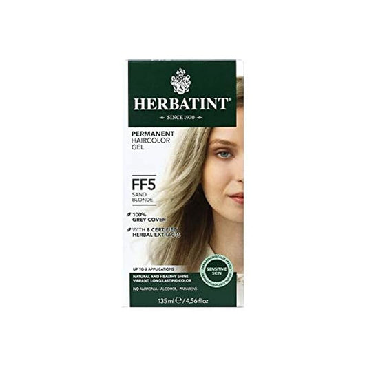 Herbatint Permanent Haircolor Gel, FF5 Sand 100% Grey 4.56 oz