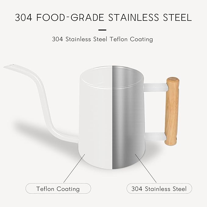 Watering Can Indoor Plants, 35 oz/1000 ml Metal Stainless Steel Watering Can Pot with Long Spout for Indoor House Plants Bonsai Outdoor Garden Flower Decorative (White)