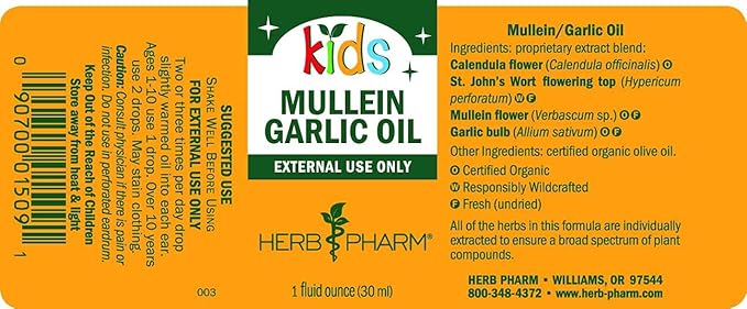 Herb Pharm Kids Mullein and Garlic 1 Fl