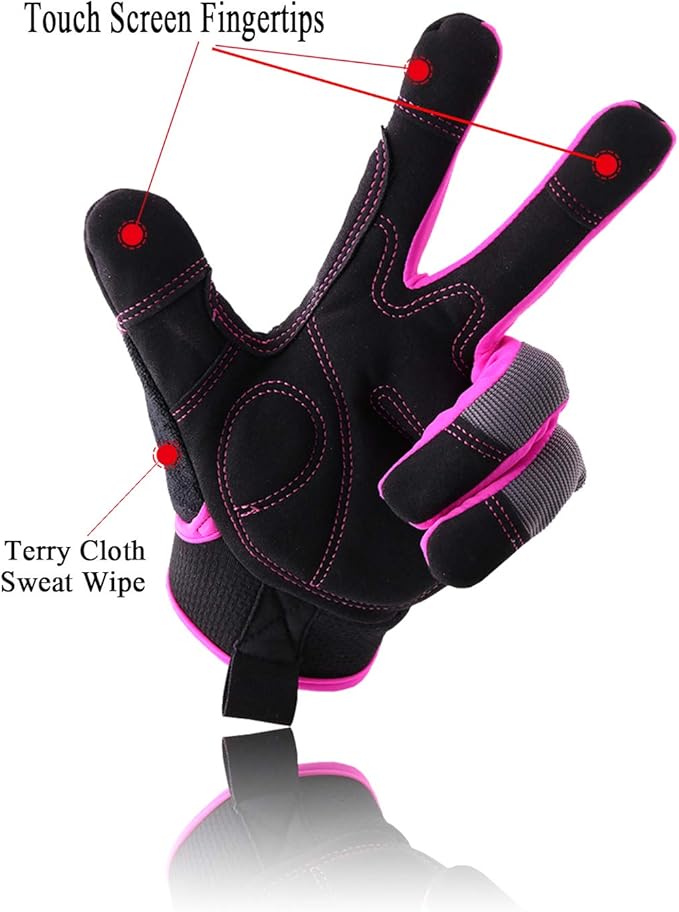 HANDLANDY Women Safety Work Gloves Utility Touch Screen Working Grip Glove for Yardwork Gardening Breathable Mechanic Gloves