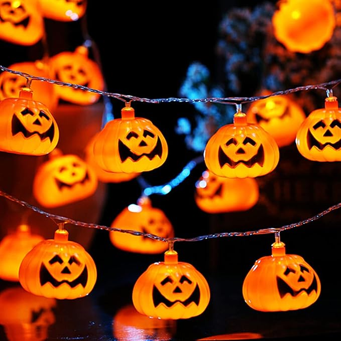 Large Halloween Solar String Lights Outdoor, Pumpkin Lights String with 8 Modes Indoor Outdoor Halloween Decorations Decor with 21.32ft 30 Pumpkin Lights for Halloween Party Yard Patio Bedroom