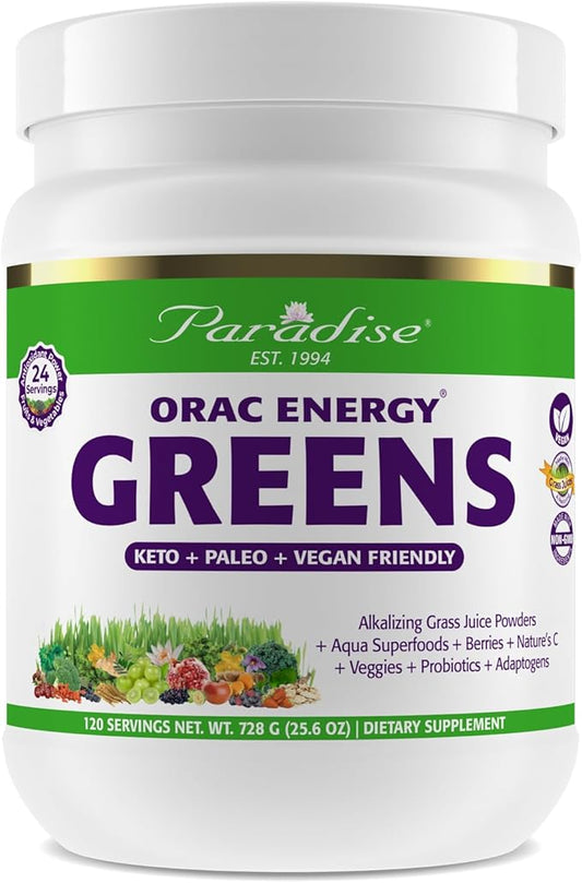 Paradise Herbs, ORAC Energy Greens Powder, 24 Servings 1 Scoop, 120