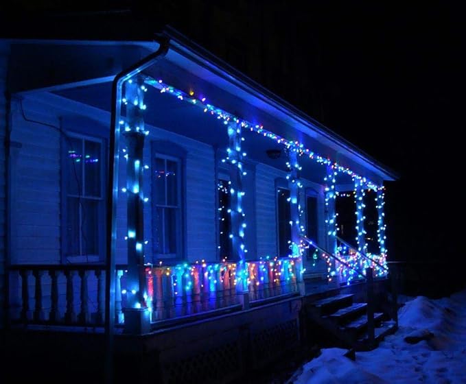 OZS 2PACK 164ft 400LED Extendable Blue Christmas String Lights Indoor/Outdoor, Waterproof 8 Modes Green Wire Christmas Tree Lights for Wedding Christmas Decorations (Blue Light)