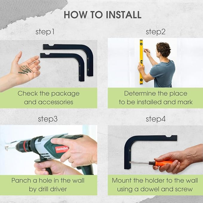 2-Piece Set of Plant Hooks for Wall 6 inch - Mounted Wooden Plant Hook - Indoor and Outdoor Bracket Plant Hanger for Planters, Lanterns, Bird Feeders, Patio Decorations (Black)