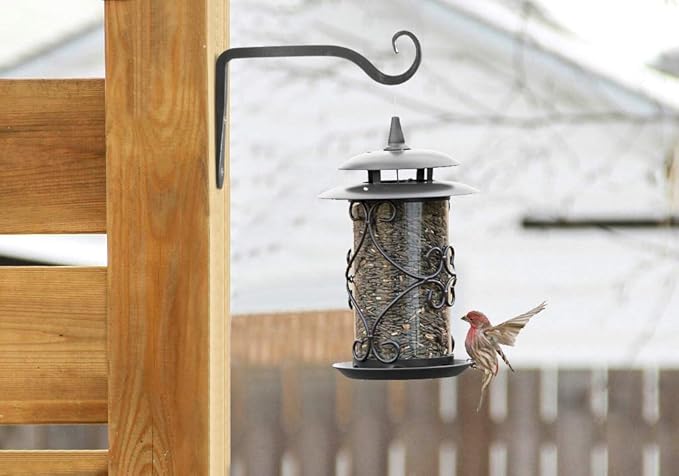 Mkono Hanging Plant Bracket 6 inch Metal Wall Plant Hook Decorative Plant Hanger for Bird Feeders, Planters, Lanterns, Wind Chimes, Home Decor Indoor Outdoor 2 Pack, Black