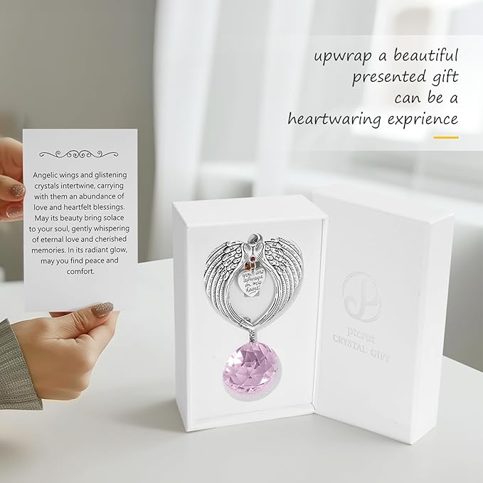 Memorial Gifts for Loss of Loved One Unique Sympathy Gifts Rainbow Sun Catcher Indoor Window Hanging Crystal Prism Grief Bereavement Gifts Ideas for Who Loss of Mom Dad (Pink)