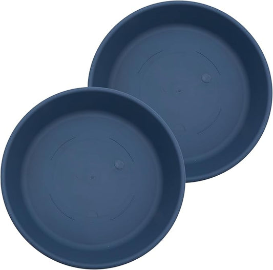 The HC Companies Flower Pot Saucers - Plastic Plant Saucer for Outdoors & Indoors - Traditional Design Plant Pot Trays for Water Drainage - Durable & Stylish Round Plant Tray (21-inch Slate Blue)