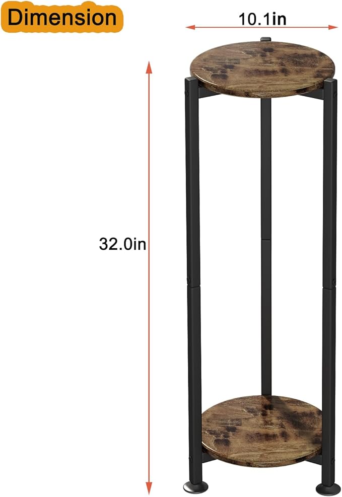 Plant Stand Indoor Corner Tall 2 Tier Metal Modern Flower Storage Plant Shelf Holder for Living Room Balcony Garden,Black (2 Tier-Black Round)