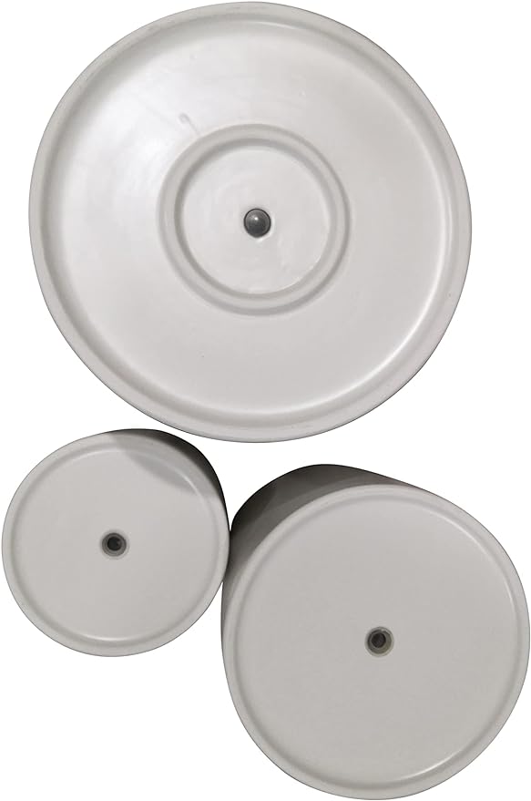 Amazon Basics Assorted Sizes Fluted Ceramic Round Indoor Outdoor Planters with Drainage, Set of 3, Modern Design, 6 inch, 8 inch, 10 inch, White