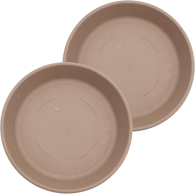 The HC Companies Flower Pot Saucers - Plastic Plant Saucer for Outdoors & Indoors - Traditional Design Plant Pot Trays for Water Drainage - Durable & Stylish Round Plant Tray (16-inch Sandstone)