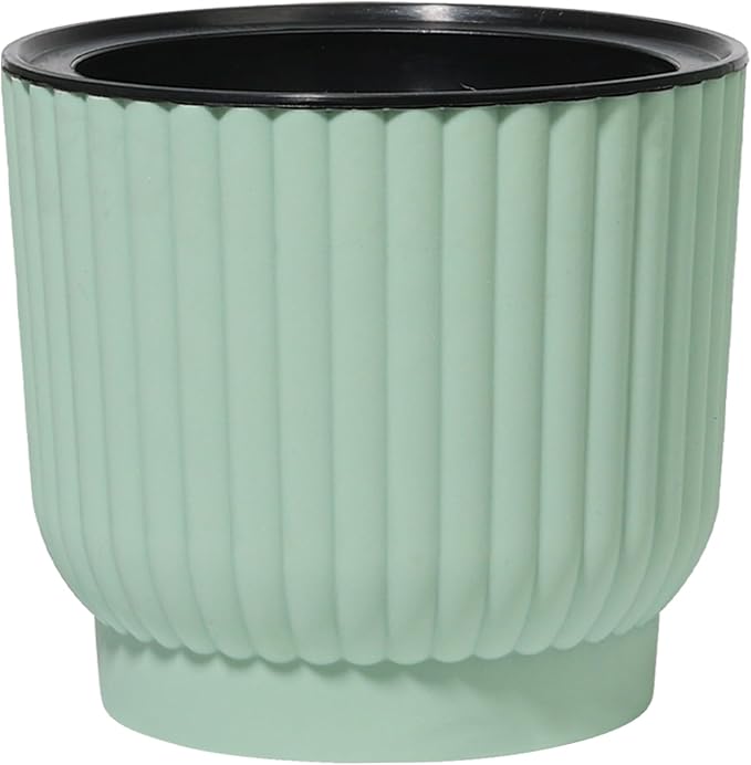 T4U 4.5 Inch Self Watering Pots for Indoor Plants, 6 Pack Green Plastic Flower Pots for All House Plants, Flowers, African Violets