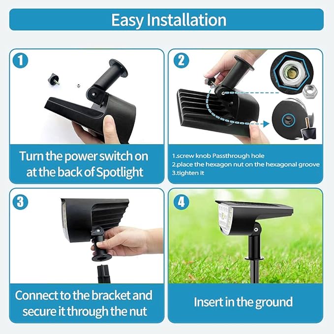 Jior Solar Lights for Outside,Solar Lights Outdoor Waterproof IP65, 2-in-1 Adjustable Solar Landscape SpotLights Wall Lights for Garden Yard Driveway Walkway Pool Patio 6 Pack (Warm White)