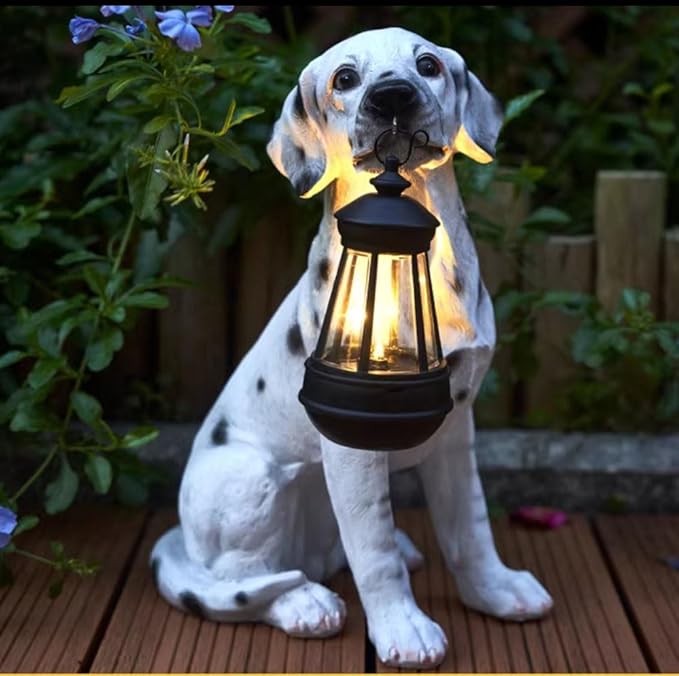 Garden Statues Dog Solar Hanging Light, Courtyard Resin Simulated Handicraft Dog Statue Ornament, Garden Yard Entrance Decoration.