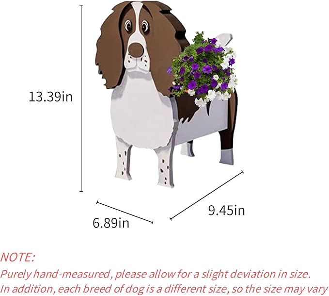 English Springer Spaniel Dog Planter Plant Pots,Cute Garden Dog Flower Planter,Dog Planters Birthday Gifts for Women,Office,Indoor/Outdoor Decor（9.45 * 6.89 * 13.35in）