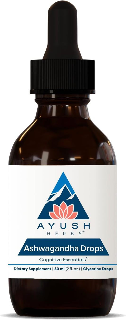 Ayush Herbs Ashwagandha Drops, Cognitive, Adrenal, 2 Ounces