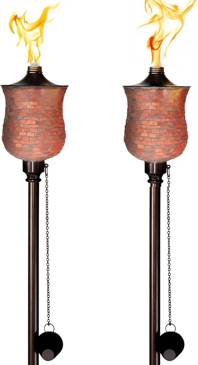 Deco Window 2 Pcs Garden Torch for Outdoor 4-in-1 Convertible Table Torch Citronella Oil Lamp for Backyard Patio Deck Table Top & Ground Installation (Mosaic)