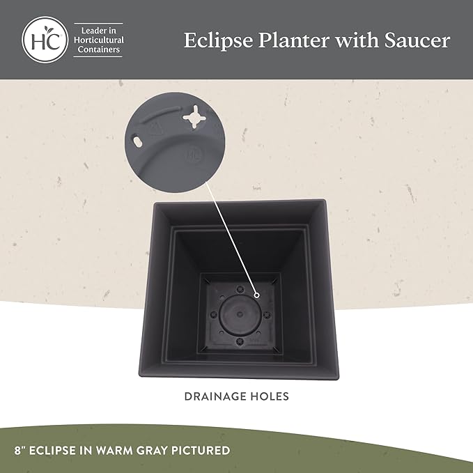 The HC Companies 8 Inch Eclipse Square Planter with Saucer – Indoor Outdoor Plant Pot for Flowers Vegetables Herbs, Teal (Pack of 4)