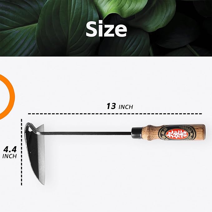 Japanese Weeding Sickle Hoe, Sickle Garden Tool Hand Grass Sickle, Weeding Tool for Gardening with High Carbon Sharp Steel Blade Edge for Cutting Grass,Digging Quick Work (Hoe Sickle)