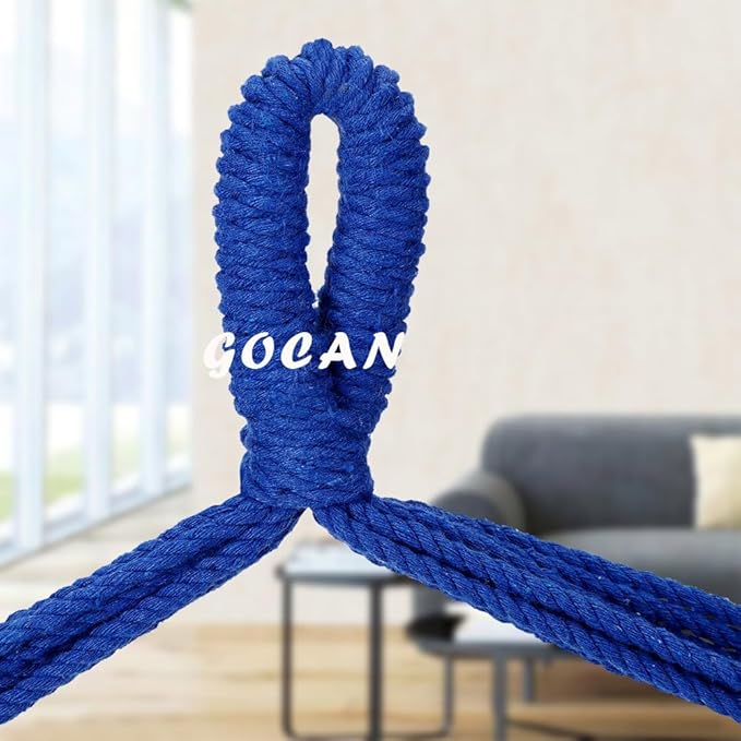 Hammock Chair Large Hammock Swing, 110 x 150cm Load 150kg, Cotton Hammock Chair Metal Spread Bar Wide Seat Swing Chair(Blue)