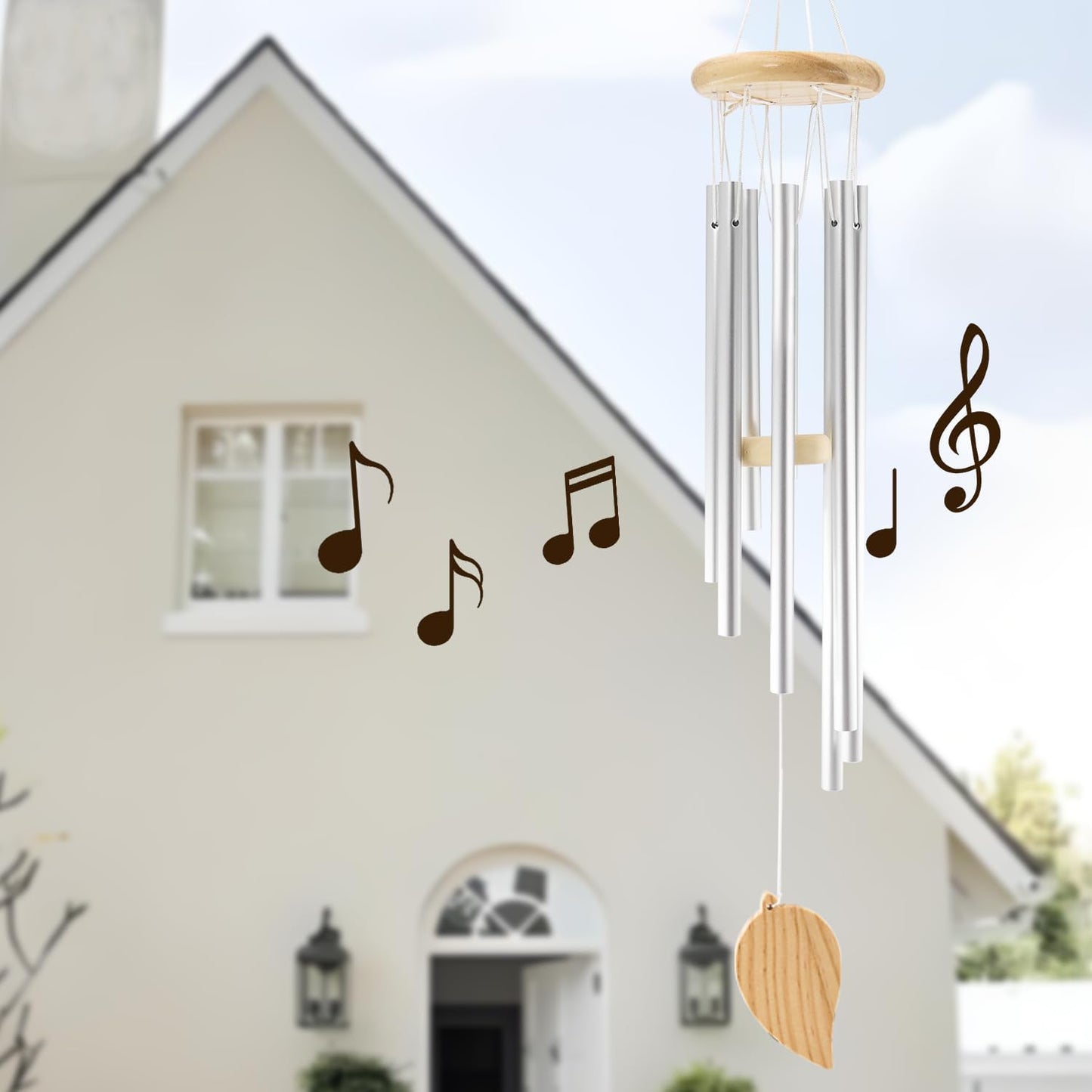 Wind Chimes for Outside Windchimes Outdoors Clearance Outdoor Wind Chimes Zen Garden House Decor Outdoors Garden Decor Sympathy Souvenir for Loss of Loved One (Silvery)