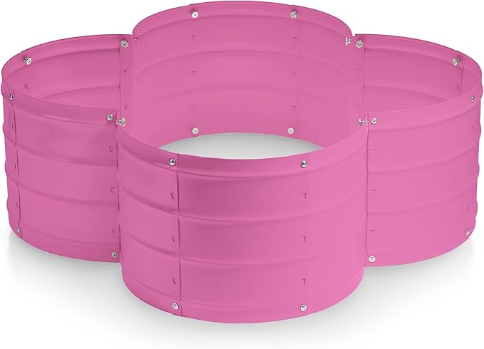 Galvanized Raised Garden Beds Outdoor // 3×3×1 ft Planter Raised Beds for Gardening, Vegetables, Flowers // Large Metal Garden Box (Pink) // Patented Tool-Free Design