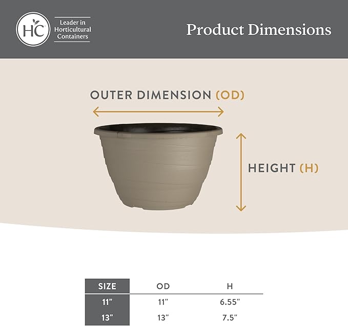 The HC Companies Wrapt Hanging Planters - Lightweight Plant Pot Hanger for Hanging Plants, Vegetables & Herbs - Outdoor & Indoor Hanging Basket for Plants (11" Black, Pack of 2)