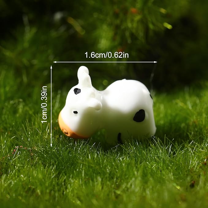 Fuyamp 100 Pcs Mini Resin Cow Figurines Cute Miniature Figurines Fairy Outdoor Moss Ornaments Landscape Figurines Garden DIY Ornament Accessories for Indoor Outdoor