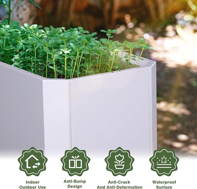 Steel Planter Box-36"x15"x15"-Large Rectangular Planter-Outdoor Indoor-White Matel Planter Box Heavy Duty Commercial Residential for Patio Porch Deck Home Backyard