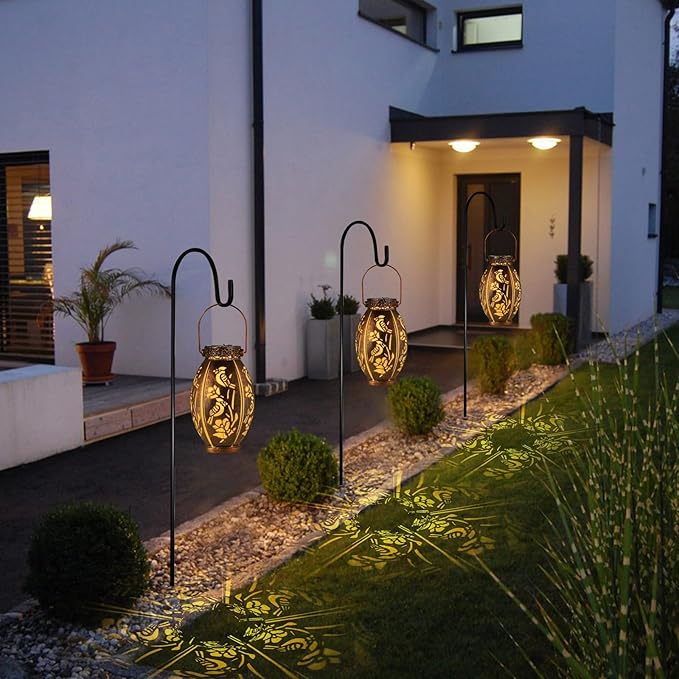 pearlstar 2 Pack Solar Lantern Hanging Light Outdoor Waterproof Decorative Metal Solar Lamp for Table Garden Yard Patio Balcony Pathway,Copper,Perfect Gift for Women/Mom/Men,Cardinal-2