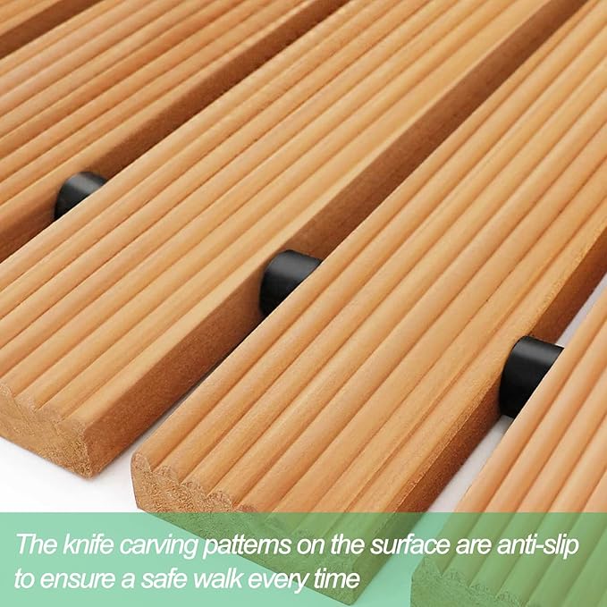 RELIANCER 12' Wooden Garden Pathway,Outdoor Roll Out Cedar Straight Walkway,Patio Path Decorative Garden Boardwalk Walkways,Weather-Resistant Roll Up Beach Wood Road Floor,Wedding Party Pathways