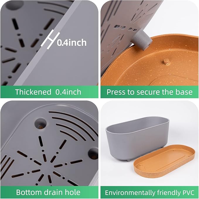 QCQHDU 2 Pack Window Planter Box 16” x 7", Self Watering Plant Pots for Indoor Plants Home Garden Flower Pot with Drainage Hole and Tray