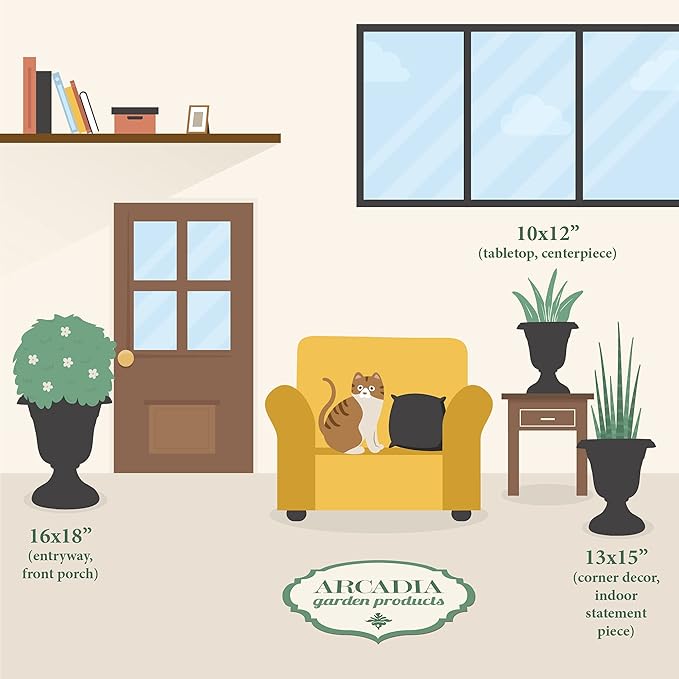 PL20GY Classic Traditional Plastic Urn Planter Indoor/Outdoor, 10" x 12", Gray