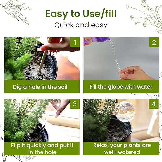 4 Pcs Iridescent Self Watering Globes, Glass Rainbow Plant Watering Globes, Self Watering Planter Insert, Automatic Plant Waterer Indoor, Plant Watering Devices, Plant Water Globes, Watering Bulb