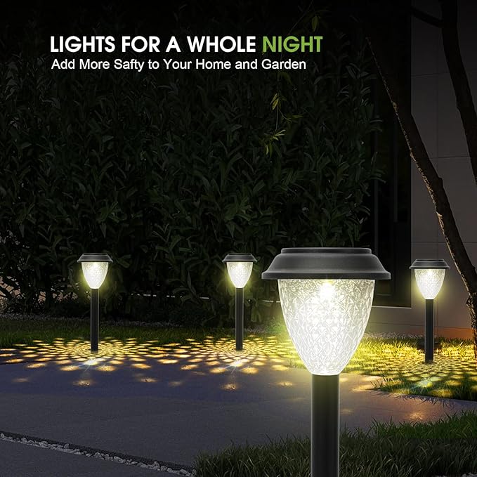 GOODFOEVER Solar Pathway Lights Outdoor, 16 Pack Solar Powered Garden Lights Waterproof, Auto On/Off Solar Yard Light for Lawn Patio Walkway Driveway Decor Landscape Lighting