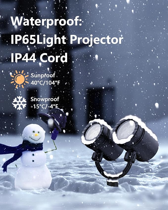 Christmas Projector Lights Outdoor,IP65 Waterproof Snowflake Projector Lights,Rotating Snowfall Brighter LED Landscape for Xmas Holiday Home Decor Indoor Outdoor Garden Party Decoration